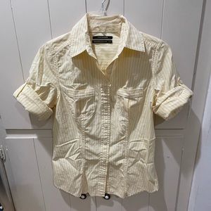 Yellow pin striped button down shirt size small club Monaco